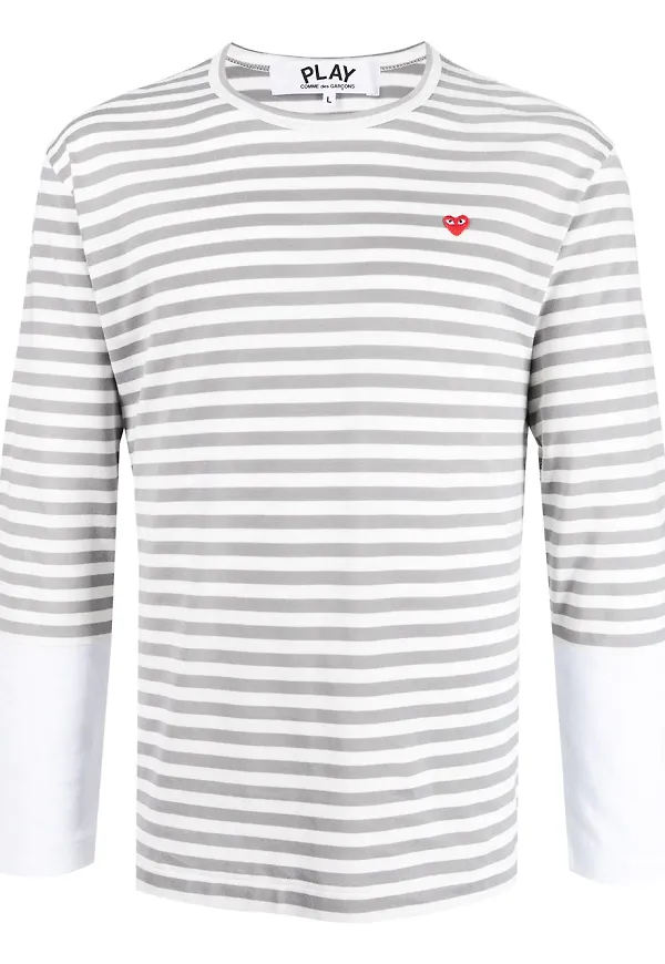 Comme Des Garçons Play randig långärmad t-shirt - Grå