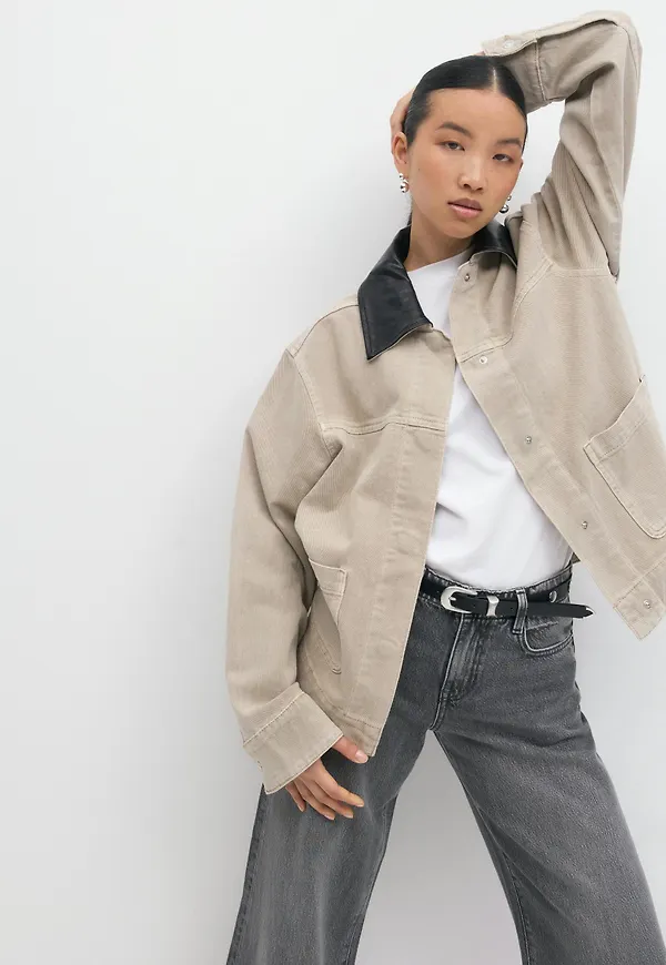 Contrast collar denim jacket