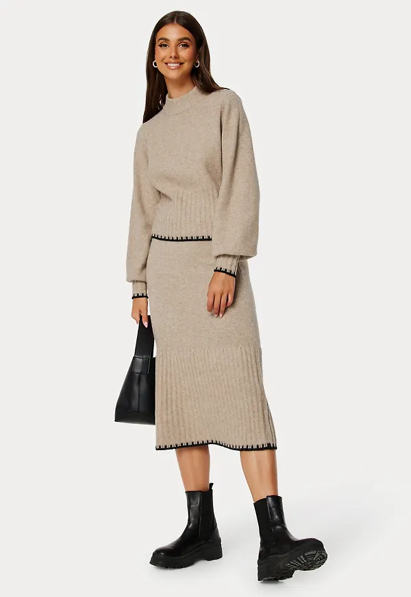Contrast Edge Knitted Skirt