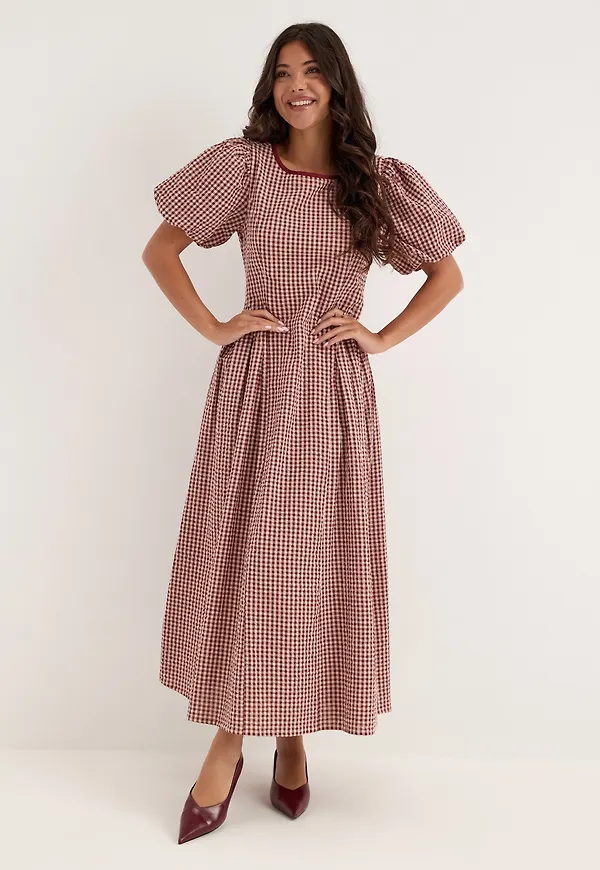 Contrast Gingham Dress