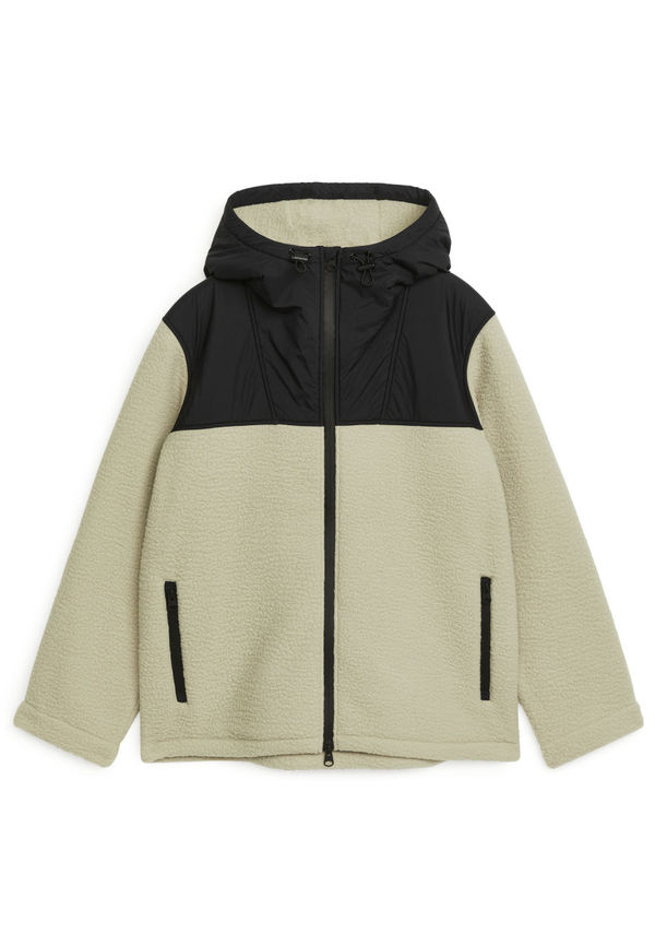 Contrast Hood Fleece Jacket - Green