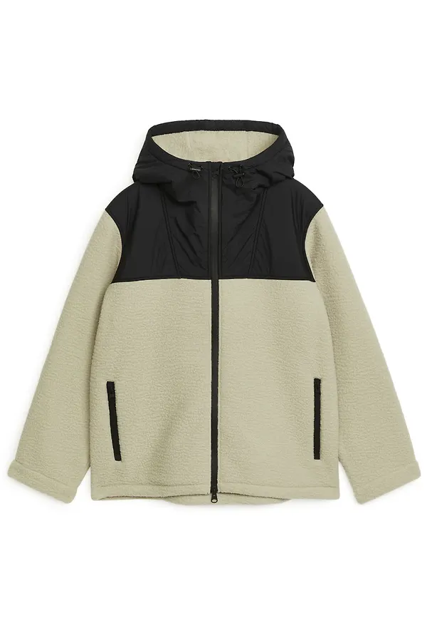 Contrast Hood Fleece Jacket - Green