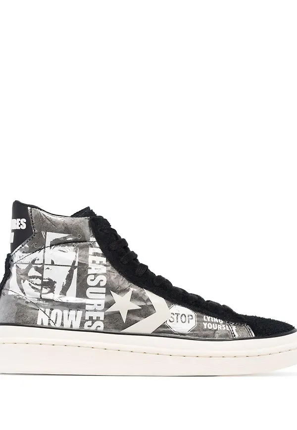 Converse Grey Pleasure Pro höga sneakers med tryck - Svart