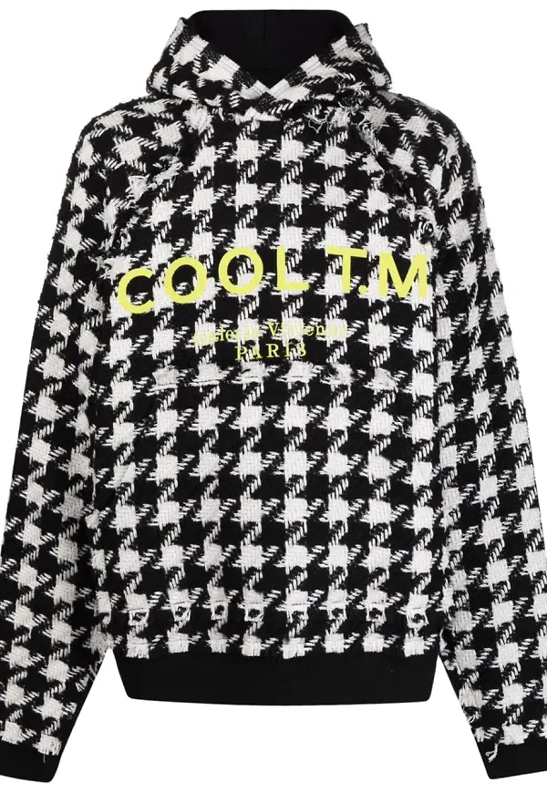 COOL T.M hundtandsmönstrad hoodie - Svart