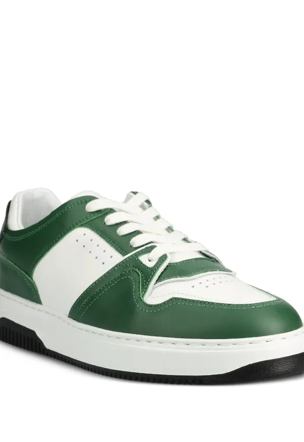 Copenhagen lädersneakers med panel - Vit