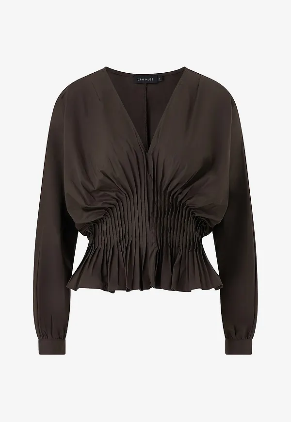Copenhagen Muse - Blus Cmpoplin-Blouse - Brun