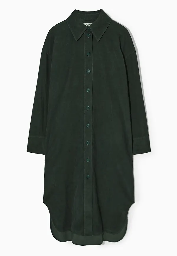CORDUROY MIDI SHIRT DRESS