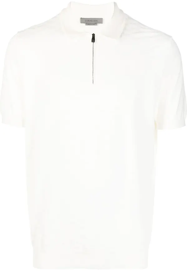 Corneliani pikétröja med struktur - Vit