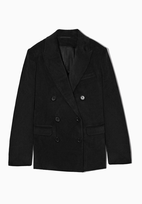 Cos Dubbelknäppt Manchesterkavaj Slim Fit Svart, Blazers i storlek 42