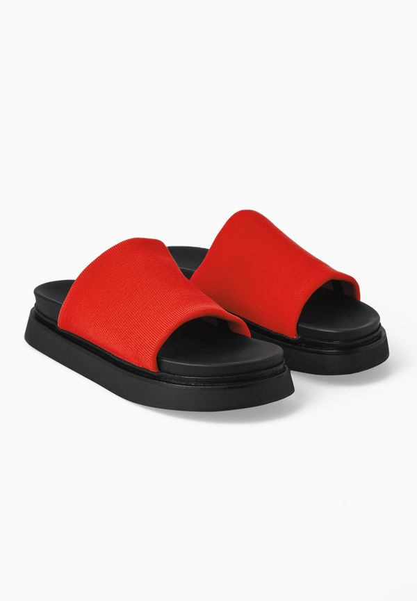 Cos Knitted Slides Red, Badtofflor i storlek 38 och färg Röd
