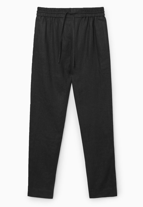 Cos Linen Drawstring Trousers Black, Byxor i storlek 32 och färg Svart