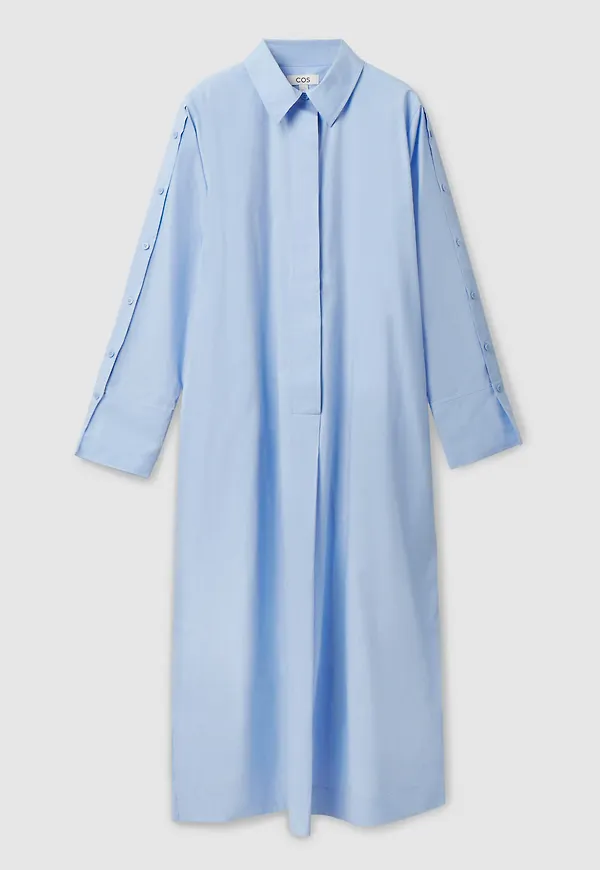 Cos Longline Button-sleeve Tunic Light Blue, Vardagsklänningar i storlek 32 och färg Blå
