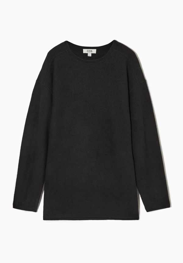 Cos Oversized Merino Wool Jumper Black, Tröja i storlek XS och färg Svart