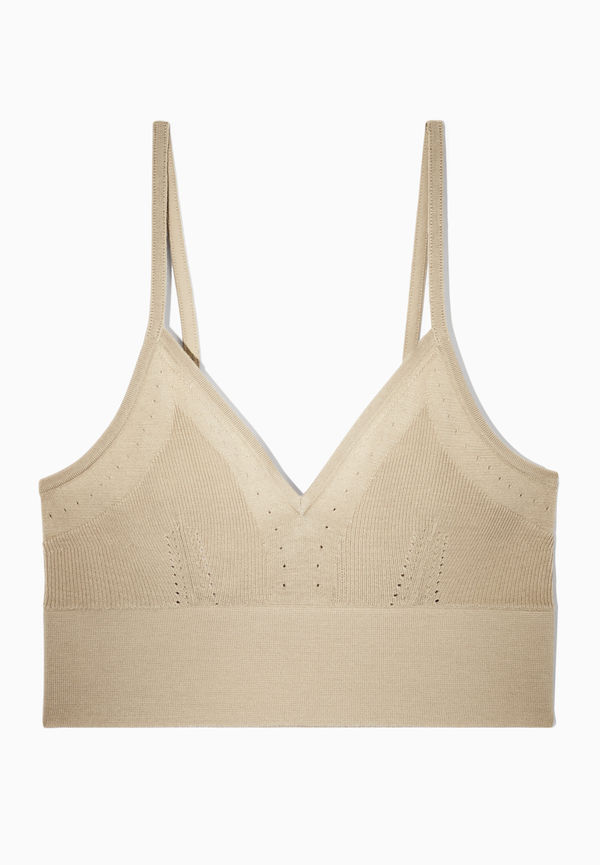Cos Pointelle-knit Wool Bralette Beige, Tröja i storlek L