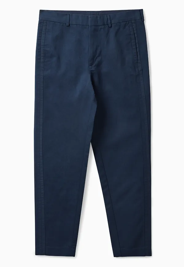 Cos Regular-fit Twill Trousers Navy, Byxor i storlek 44