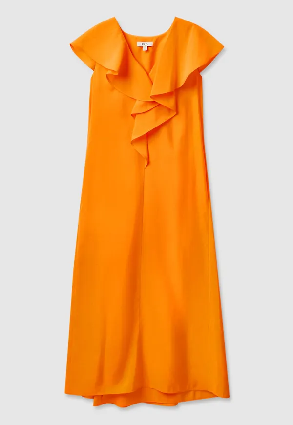 Cos Ruffled Maxi Dress Orange, Vardagsklänningar i storlek 32