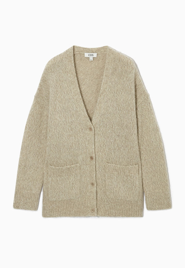 Cos V-ringad Kofta Med Påsydd Ficka Beige i storlek XS