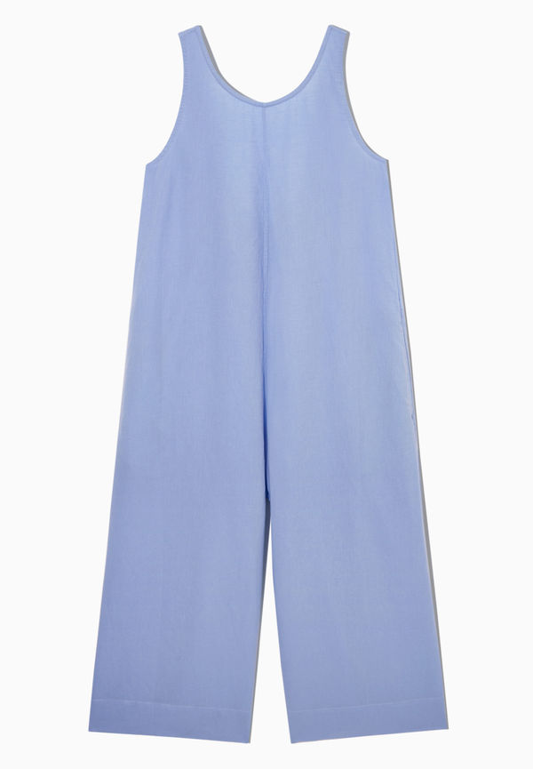 Cos Wide-leg Linen-blend Jumpsuit Light Blue, Jumpsuits i storlek S och färg Blå