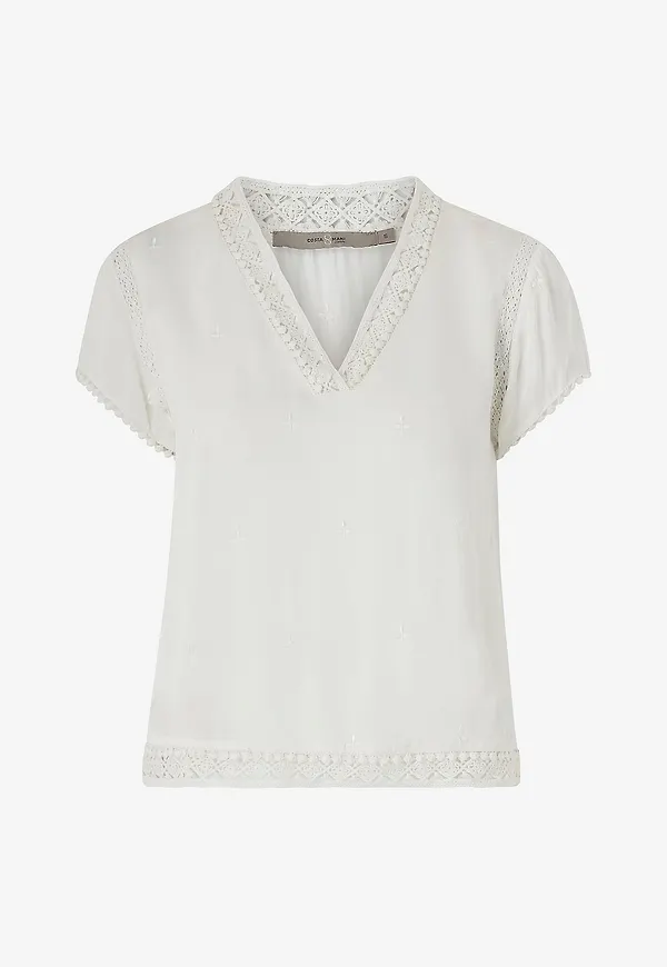 Costamani - Blus Sweatheart Blouse - Vit