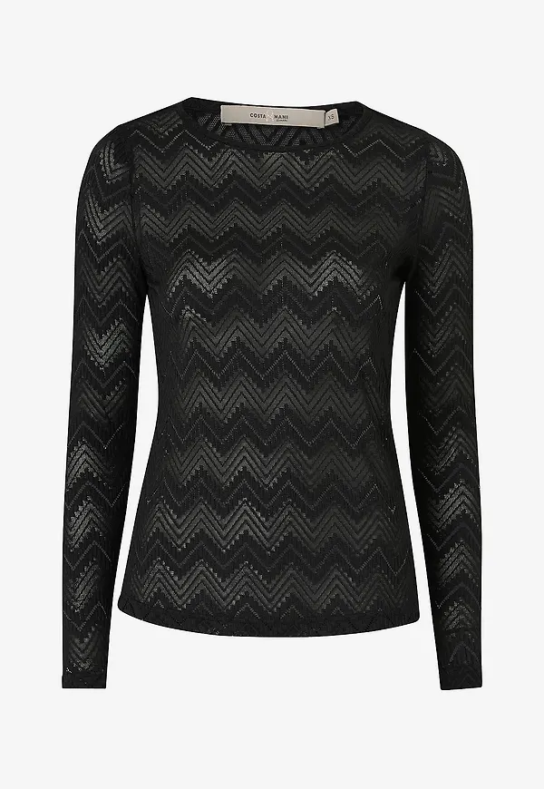 Costamani - Topp Zig Zag Blouse - Svart