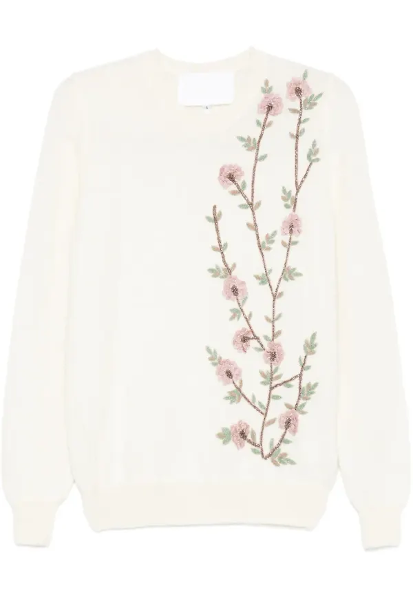 Costarellos tröja med blomsterbrodyr - Vit