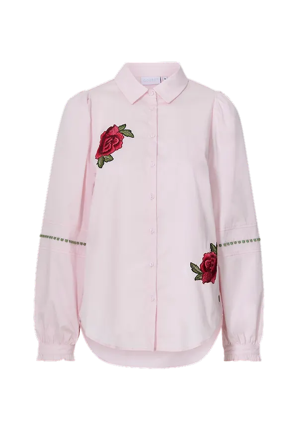 Coster Copenhagen - Skjorta med broderi - Rosa