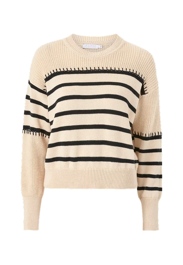 Coster Copenhagen - Tröja Seawool Knit With Stripes - Beige