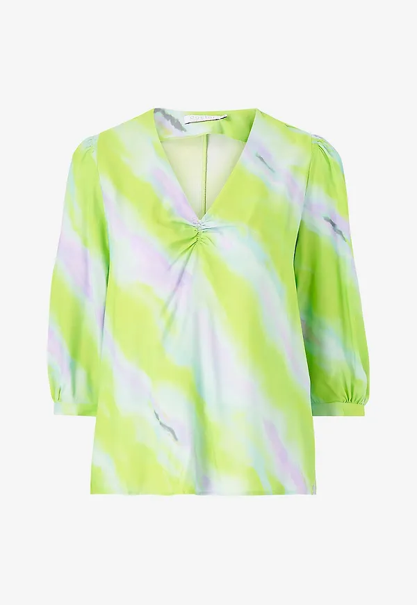 Coster Copenhagen - Blus Faded Stripe Print - Grön