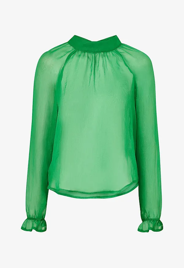Coster Copenhagen - Knytblus Chiffon Blouse - Grön