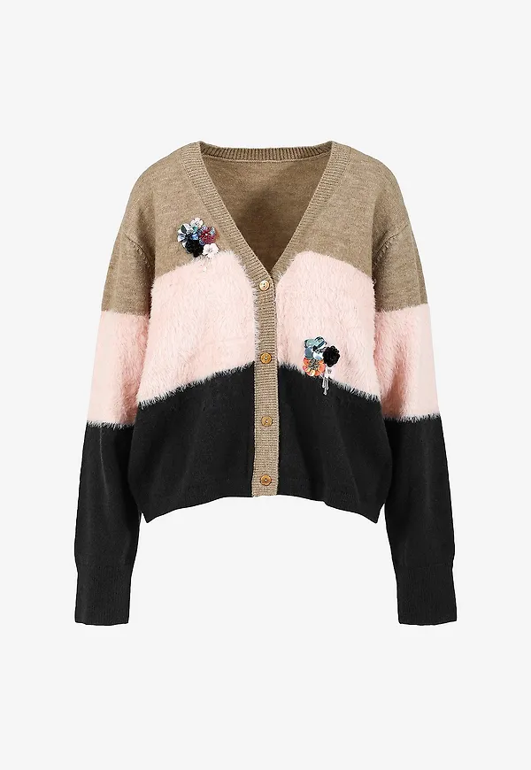 Coster Copenhagen - Cardigan Knit with flower details - Brun