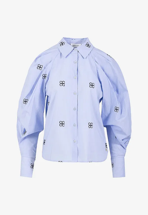 Coster Copenhagen - Skjorta Shirt with embroidery - Blå
