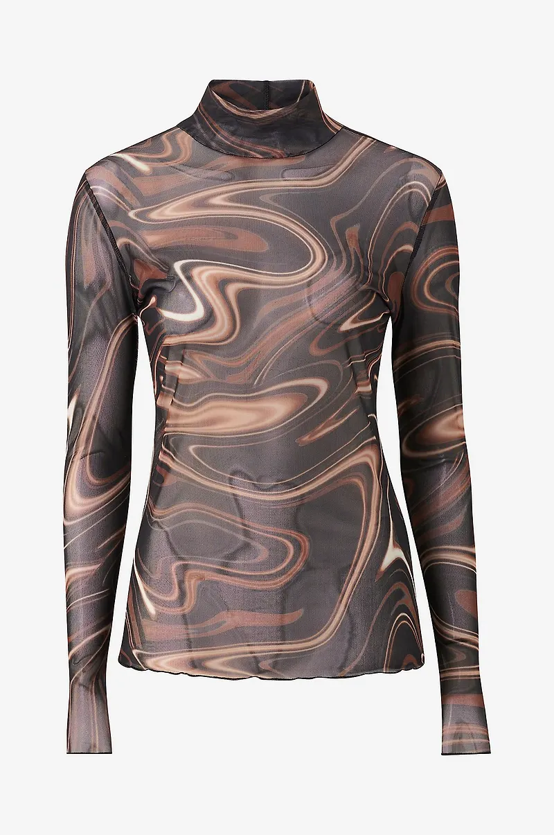 Coster Copenhagen - Topp CC Heart EVE Mesh Turtleneck - Brun