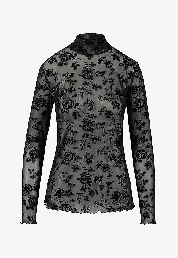 Coster Copenhagen - Topp Eve mesh turtleneck - Svart