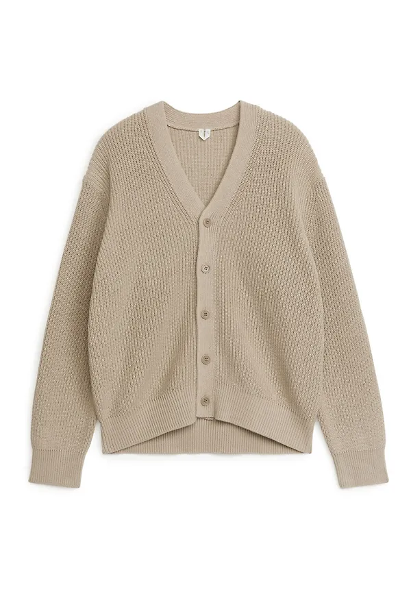 Cotton-Linen Knitted Cardigan - Beige