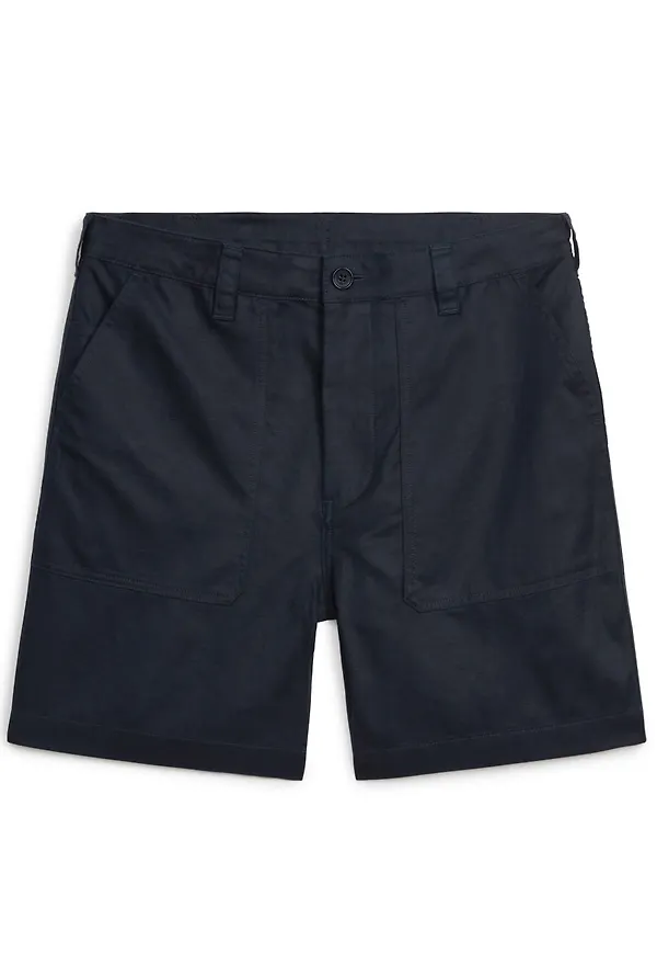 Cotton-Linen Utility Shorts - Blue