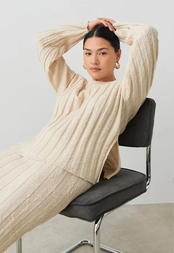 Cotton blend knit sweater