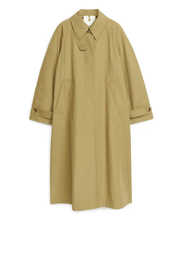 Cotton Blend Trench Coat - Green