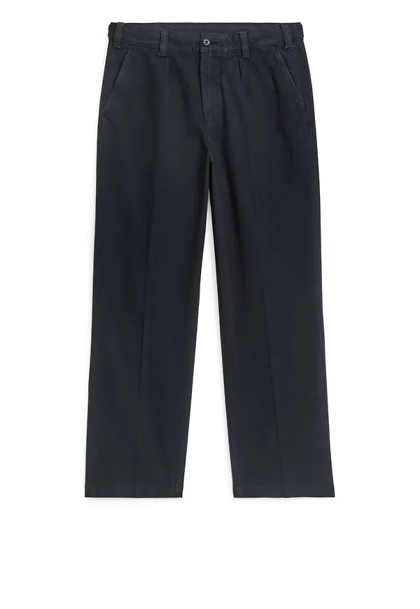 Cotton Canvas Utility Trousers - Blue