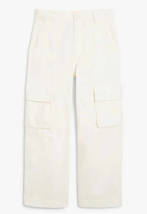 Cotton cargo trousers - White