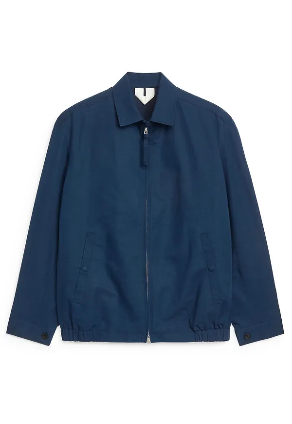 Cotton Linen Blouson - Blue