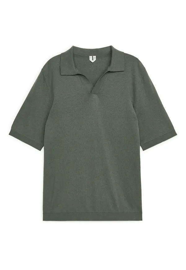Cotton Linen Polo Shirt - Green