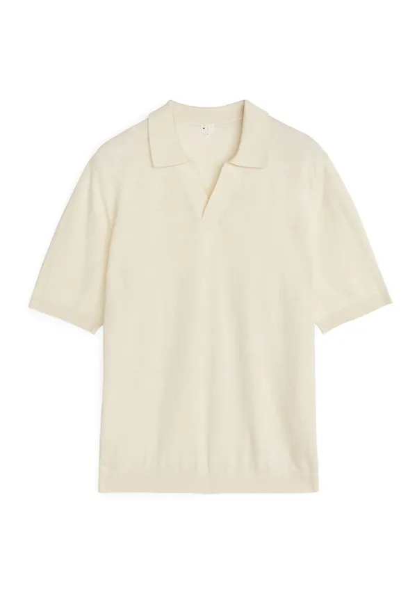 Cotton Linen Polo Shirt - Orange