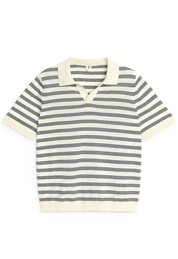 Cotton Linen Polo Shirt - Beige