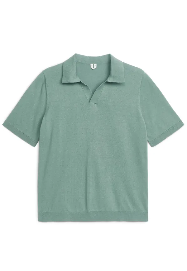 Cotton Linen Polo Shirt - Green