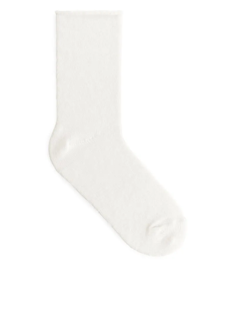 Cotton Linen Sock - White