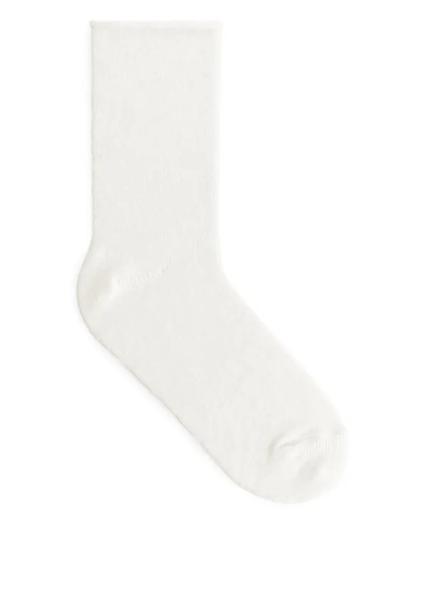 Cotton Linen Sock - White