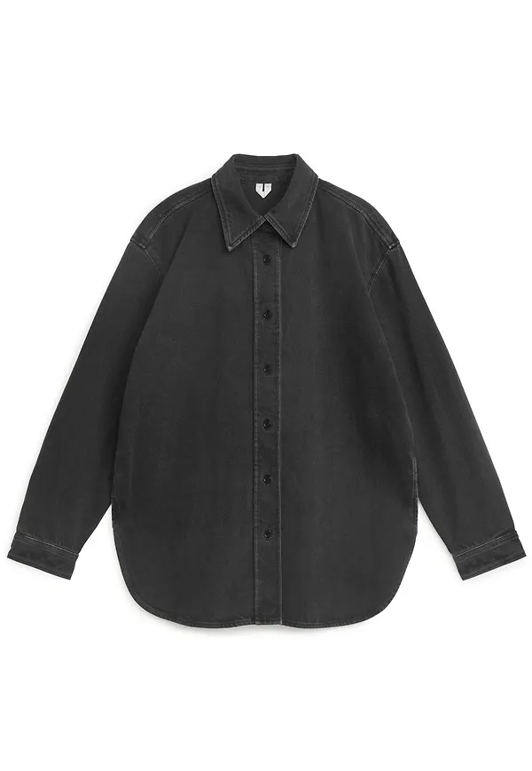 Cotton Lyocell Denim Overshirt - Black