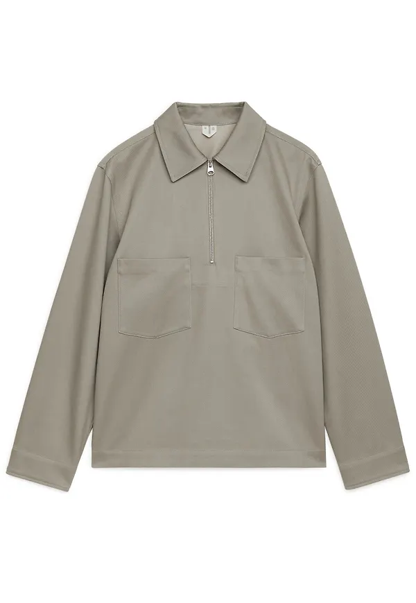 Cotton Lyocell Pop-Over Shirt - Beige