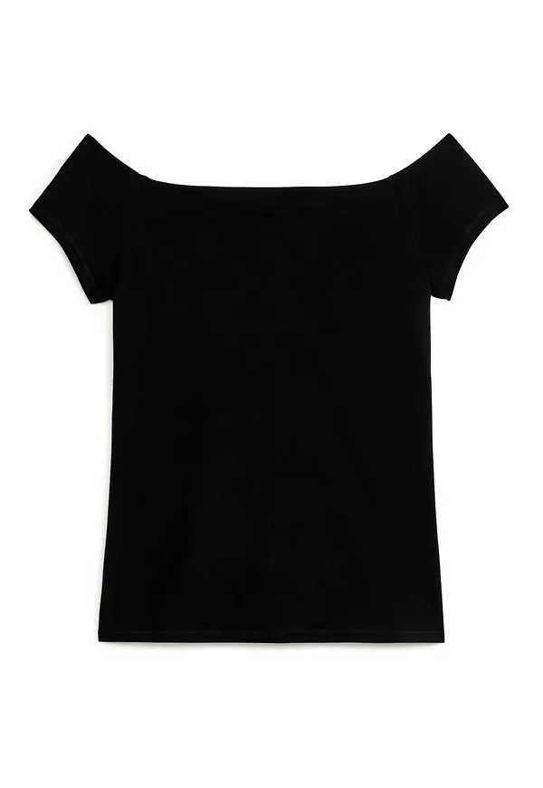Cotton Off-Shoulder Top - Black