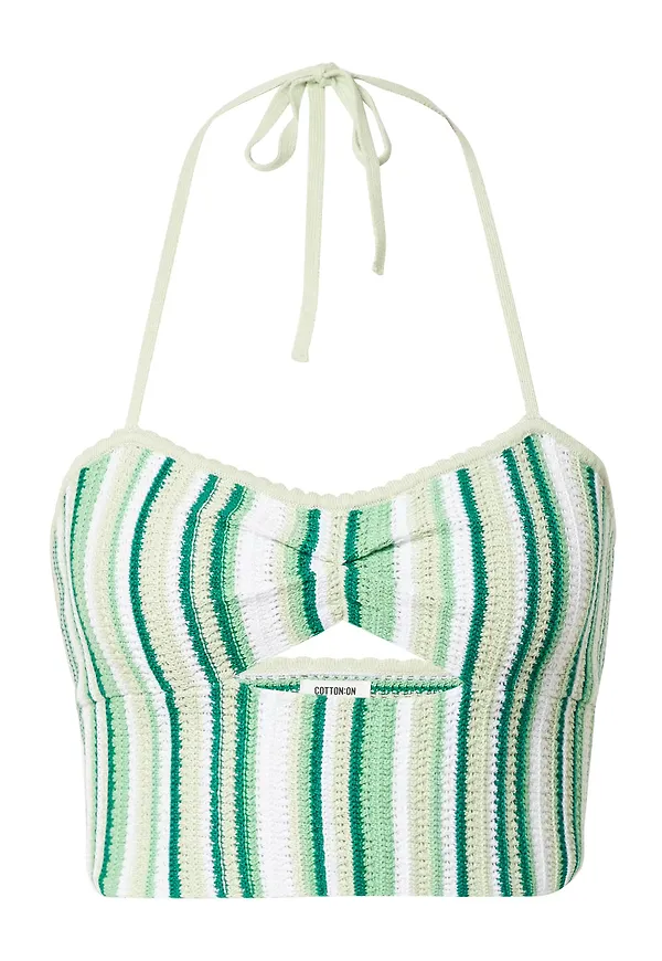 Cotton On Broderad topp smaragd / mint / vit